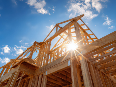 家の後ろに太陽